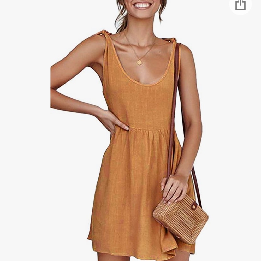 Shoulder Tie Skater Dress, Small/Medium